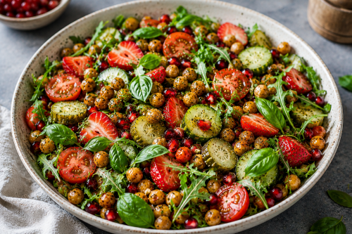Chickpea, Strawberry & Pomegranate Salad